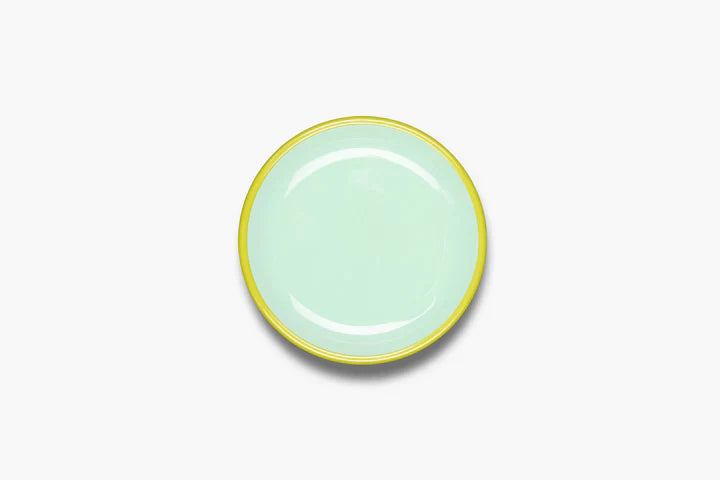 Colorama Dinner Plate 10" Chartreuse with Electric Blue Rim